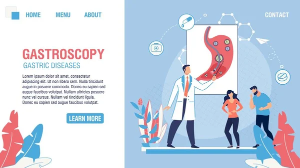 Gastroskopia Dział medyczny Flat Landing Page — Wektor stockowy