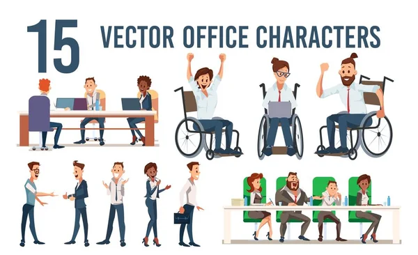 회사 사무실 직원들의 캐릭터 설정 — 스톡 벡터