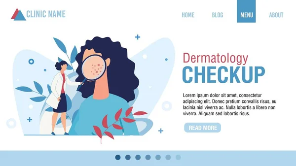 แบน Landing Page โฆษณา Dermatology การตรวจสอบ — ภาพเวกเตอร์สต็อก