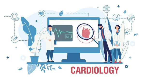 Póster que promueve el servicio cardiológico en línea — Vector de stock