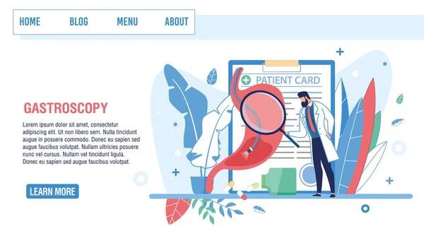 Gastroscopia de oferta de landing page para check-up médico — Vetor de Stock