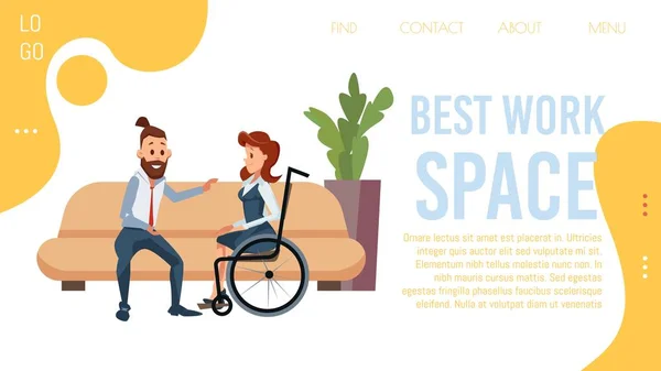Coworking Office Space Flat Vector Web Page — Stockový vektor