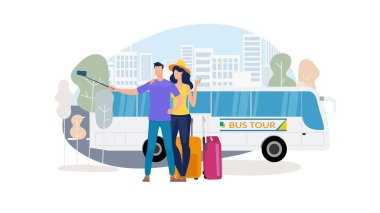 Otobüs Turu Düz Vektör Kavramlı Şehir Gezisi