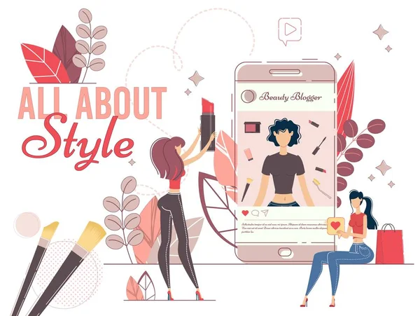 Blogueur de style à la mode sur les réseaux sociaux — Image vectorielle