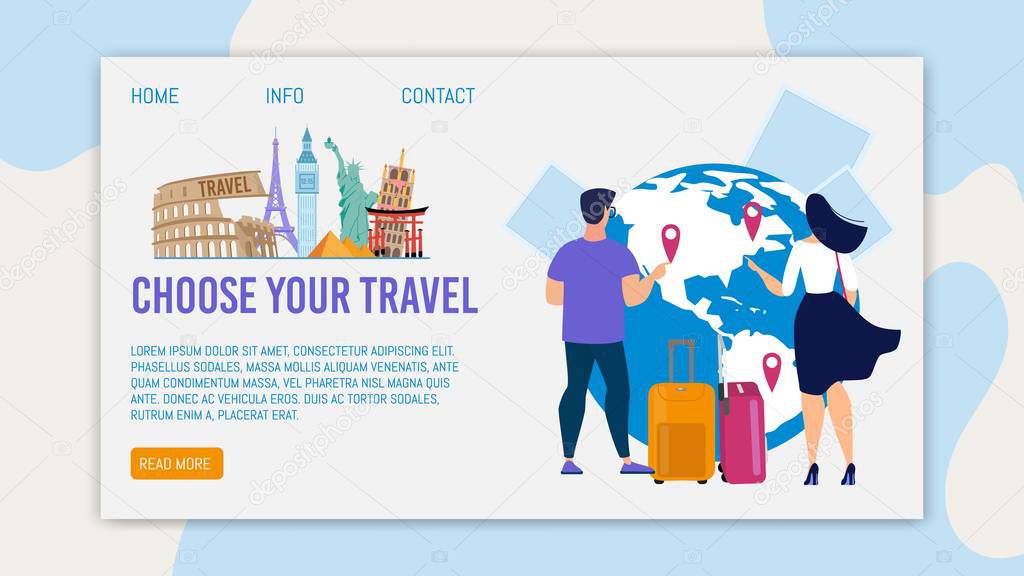 Travel Agency International Tours Vector Webpage
