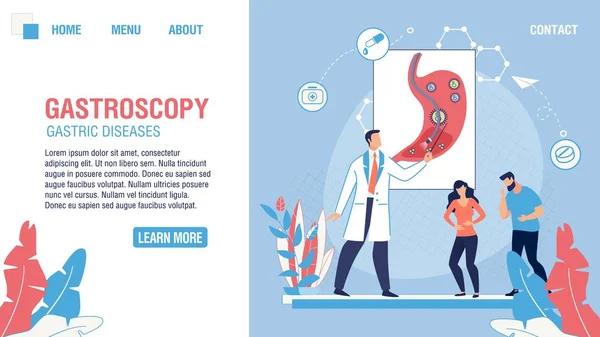 Gastroscopy Medical Department Flat Landing Page — стоковий вектор