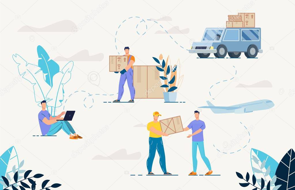 Shopping Online and Goods Delivery Service Set