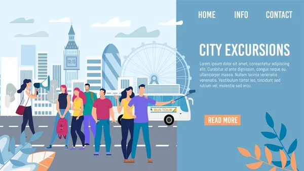 City Excursions in Europe Voyage Vector Webpage — Stockový vektor