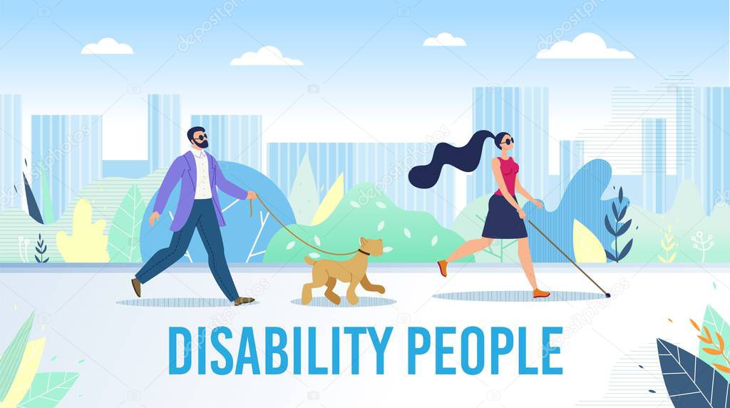 Disabled People Daily Life Flat Vector Banner