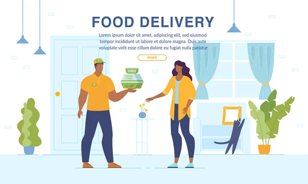 Home Consegna di cibo Pagina web del servizio di ordinazione online — Vettoriale Stock