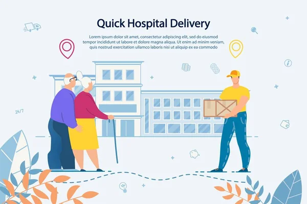 Служба доставки в больницу для пожилых людей — стоковый вектор