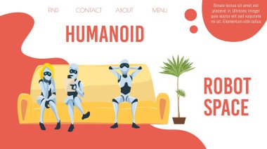 Robotlar ve Ai Teknolojileri Başlangıç Vektörü Web Sayfası