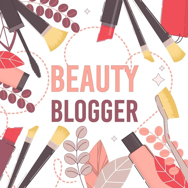 Beauty Blogger Schriftzug Karte, Plakat Ankündigung — Stockvektor