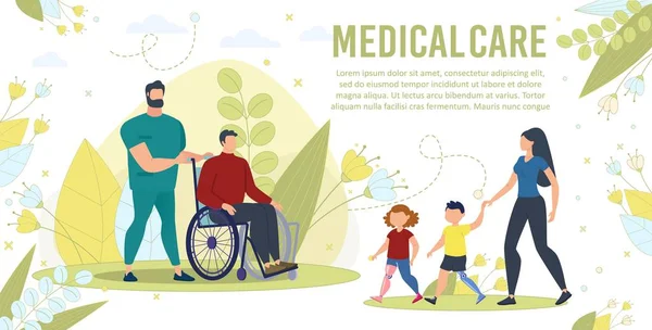 Medical Care for Disabled People Vector Banner — Stock Vector