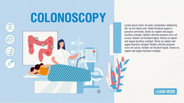 Flat Landing Page Προσφέροντας Colonoscopy διαδικασία — Διανυσματικό Αρχείο