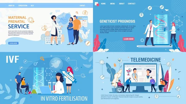 Donna fertilizzazione Telemedicina Landing Page Set — Vettoriale Stock