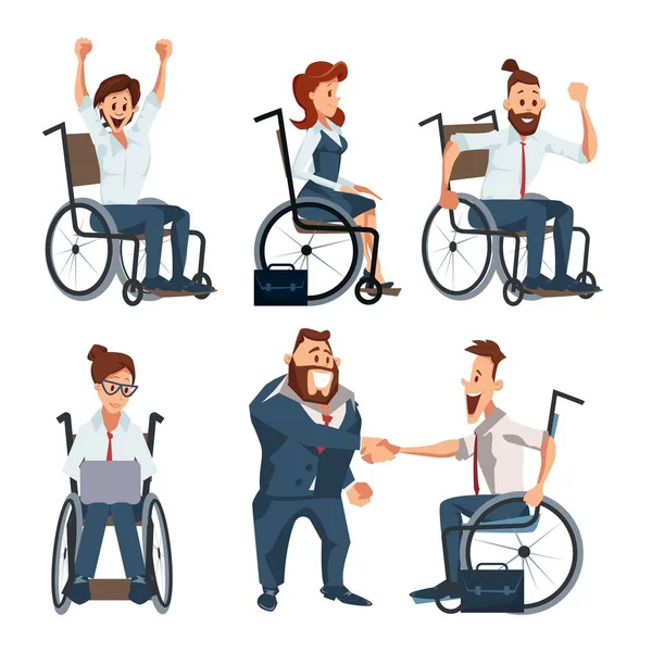 Osoby niepełnosprawne Kariera wektor zestaw znaków — Wektor stockowy