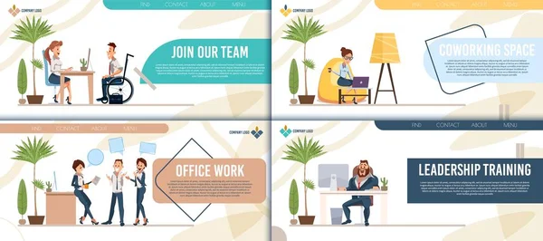 Business Services Flat Vector Web Banners Set — Stockový vektor