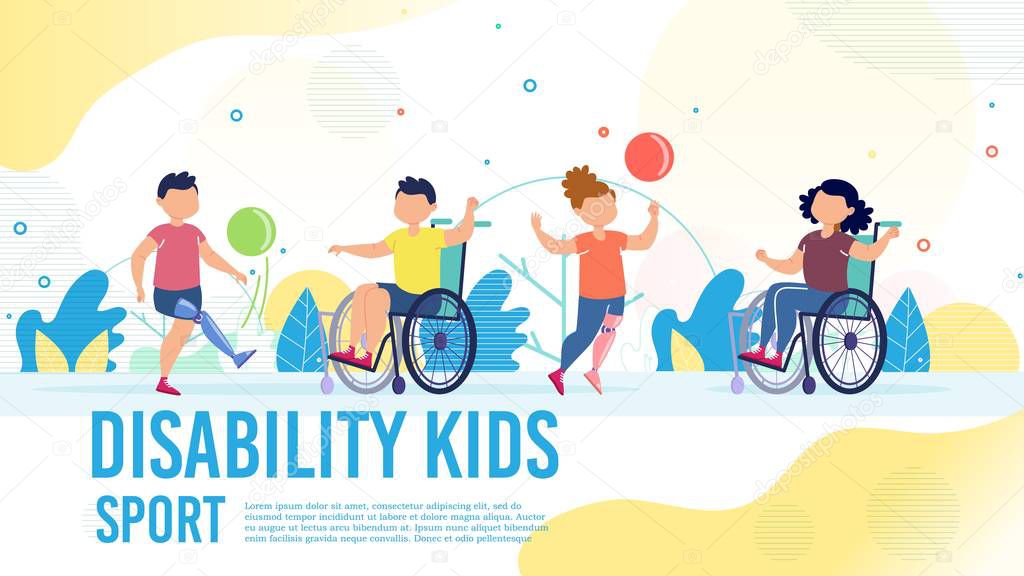 Sport for Disabled Children Flat Vector Banner