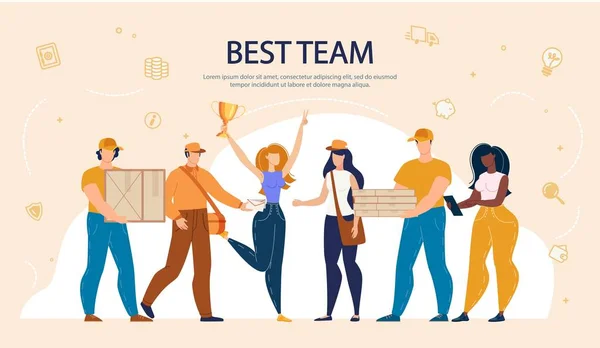 Man Woman Best Team Working in Delivery Service — 스톡 벡터