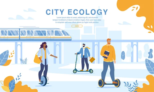 Городские жители ездят на экологически чистом личном транспорте — стоковый вектор