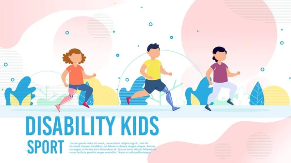 Disabled Kids Recovery with Sport Vector Banner — 스톡 벡터