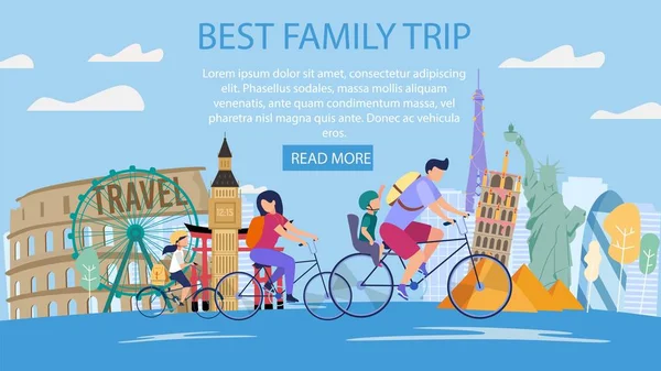 Family Vacation in Foreign Country Vector Webpage — 스톡 벡터