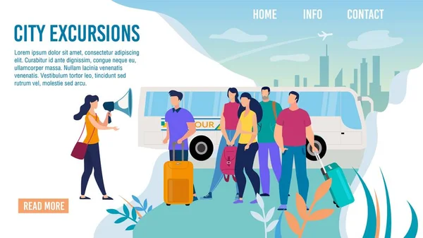 Touristic Excursionist Service Flat Vector Strona internetowa — Wektor stockowy