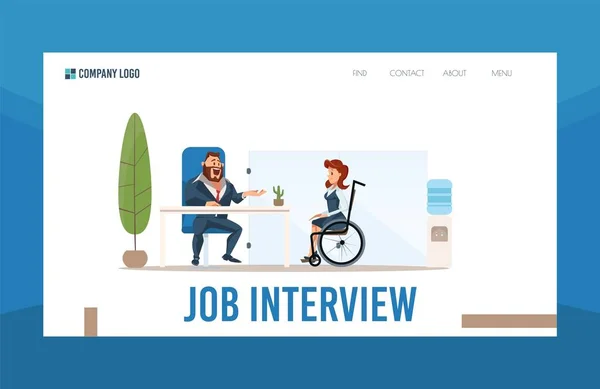 Disabled Person Job Search Help Vector Webpage — 스톡 벡터