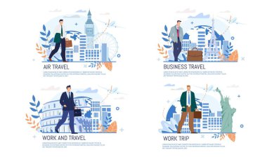 Airline Business Trip Services Flat Vector Banner