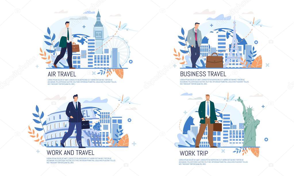 Airline Business Trip Services Flat Vector Banner