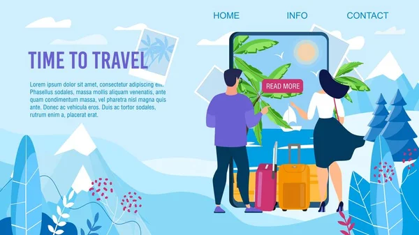 Time to Travel Design for Mobile App Landing Page — Stock Vector