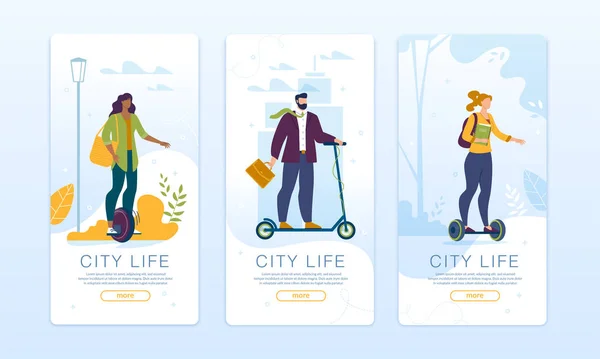 City Life Design Social Network Mobil oldalak Set — Stock Vector