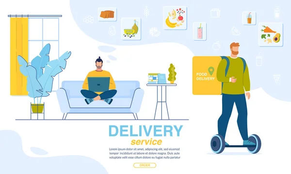 Dinner Order Online Home Delivery Landing Page — 스톡 벡터