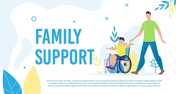 Υποστήριξη και φροντίδα οικογένειας παιδιών με ειδικές ανάγκες Vector Banner — Διανυσματικό Αρχείο