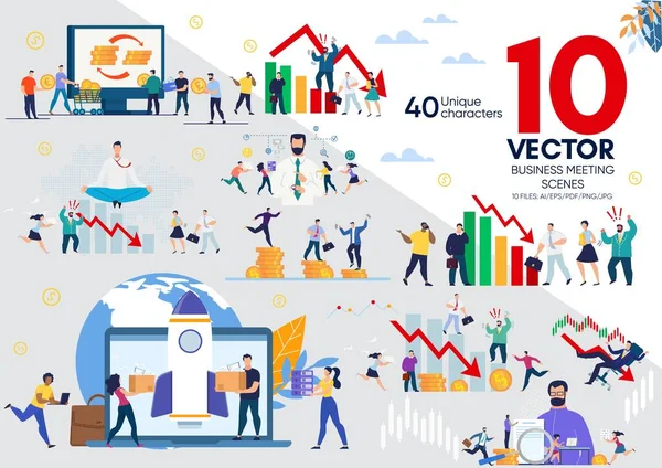 Vida de los empresarios Conjunto de conceptos vectoriales planos — Vector de stock