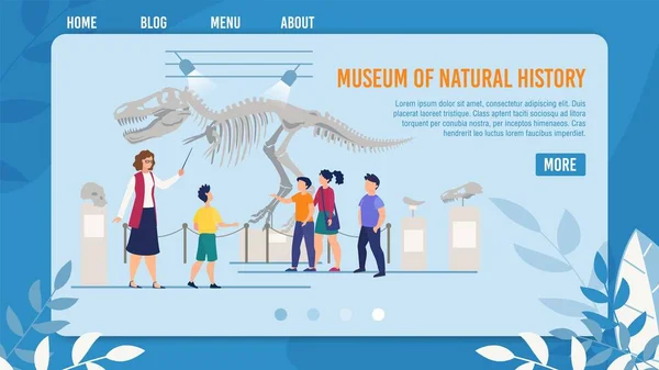 Çocuklar için Doğal Tarih Müzesini Sunan Web Sayfası — Stok Vektör