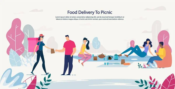 Entrega de alimentos frescos y saludables al servicio de picnic — Archivo Imágenes Vectoriales