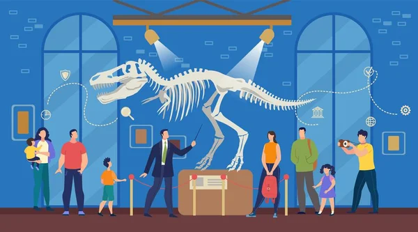 Touristes au Musée archéologique des sciences naturelles — Image vectorielle