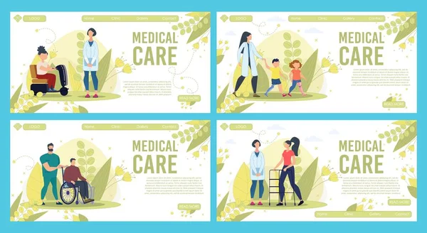 Medical Care for Injured People Vector Web Banners — Stock Vector