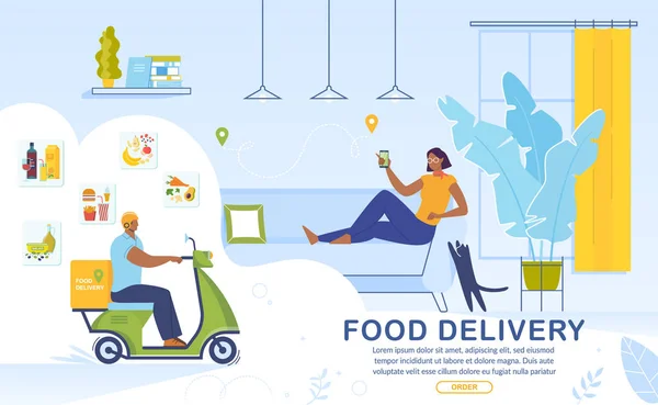 Gıda Teslimatı Çevrimiçi Servis Reklam Pankartı — Stok Vektör