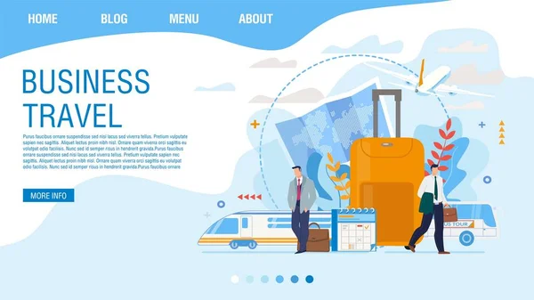Business travel planning service landing page — 스톡 벡터