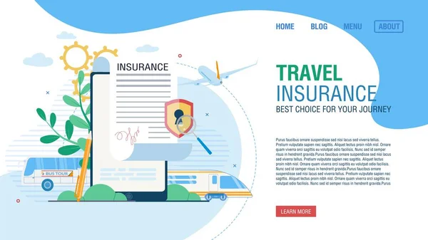 Online Service for Journey Insurance Landing Page — Stockový vektor