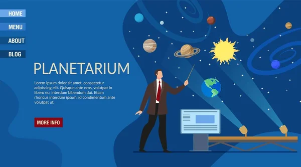 Planetarium Presentation Landing Page Template — Stockvector