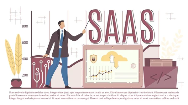 Saas Service Business Infrastructure bemutatása — Stock Vector