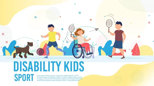 Discapacitados Deporte infantil Hobby Vector Poster Template — Archivo Imágenes Vectoriales