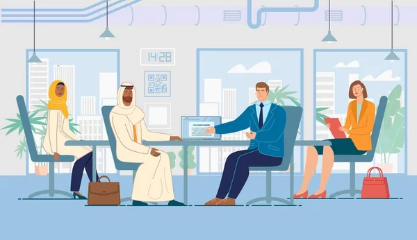 Partenariat avec Arabian Businessman Flat Vector — Image vectorielle
