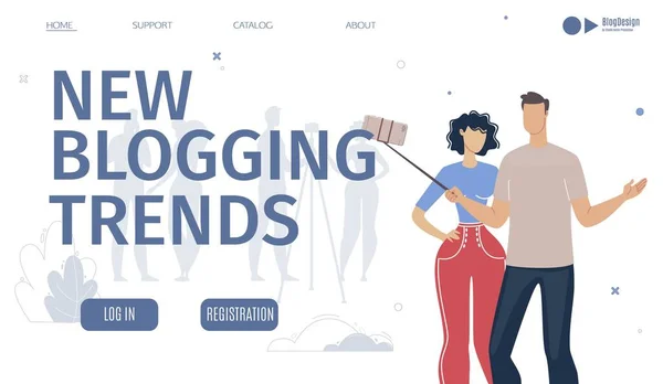 Blogging Trends Analyse Service Vector Webpage — Stockvektor