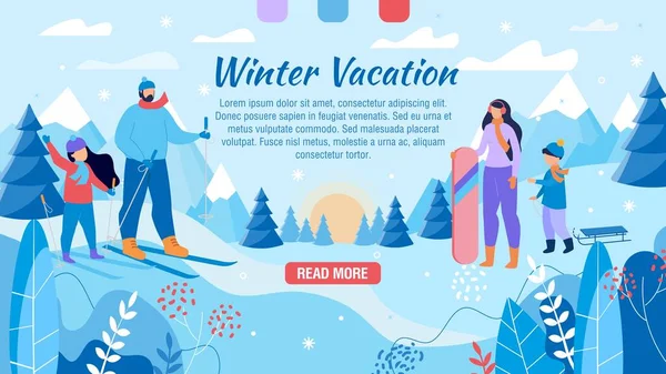 Winter Vacation for Family Advertising Webpage — Stock Vector