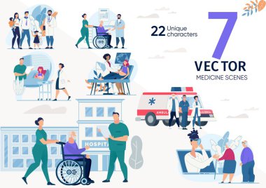 Modern Medical Help Flat Vector Concepts Set
